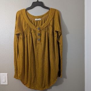 We The Free Mustard Button-Front Tunic